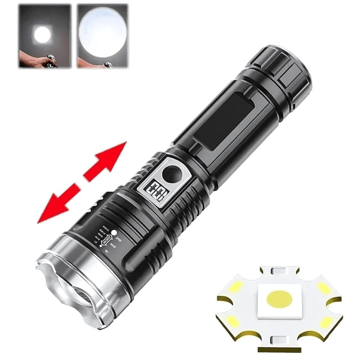 LED Flashlight, 1,640ft Range, USB Rechargeable, Waterproof, Adjustable Focus, Durable Design, Perfect for Adventures