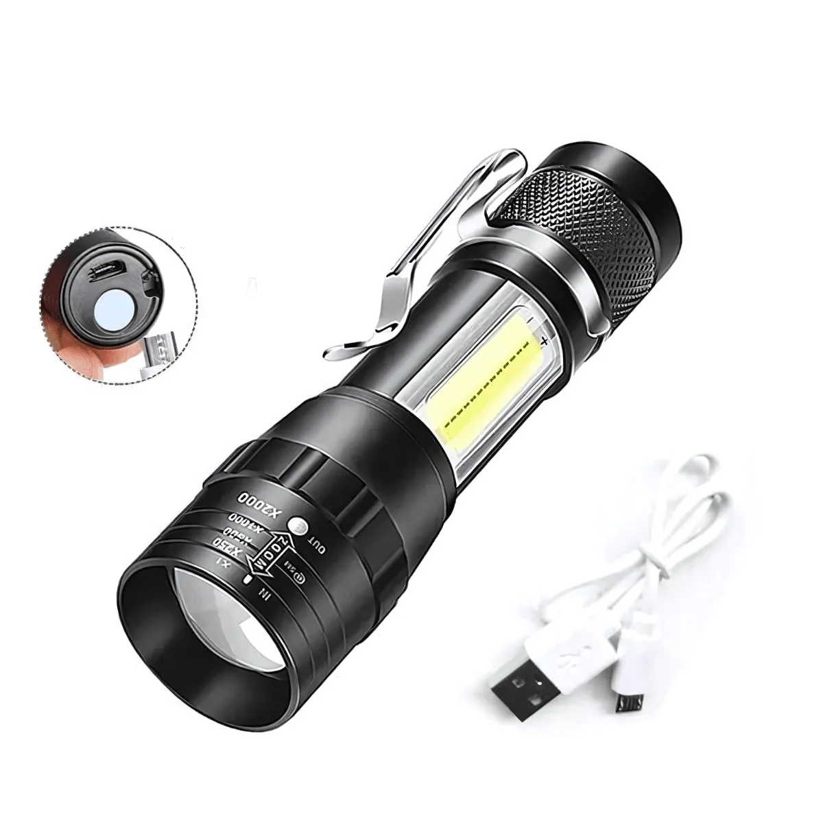 LED Flashlight, 1,640ft Range, USB Rechargeable, Waterproof, Adjustable Focus, Durable Design, Perfect for Adventures