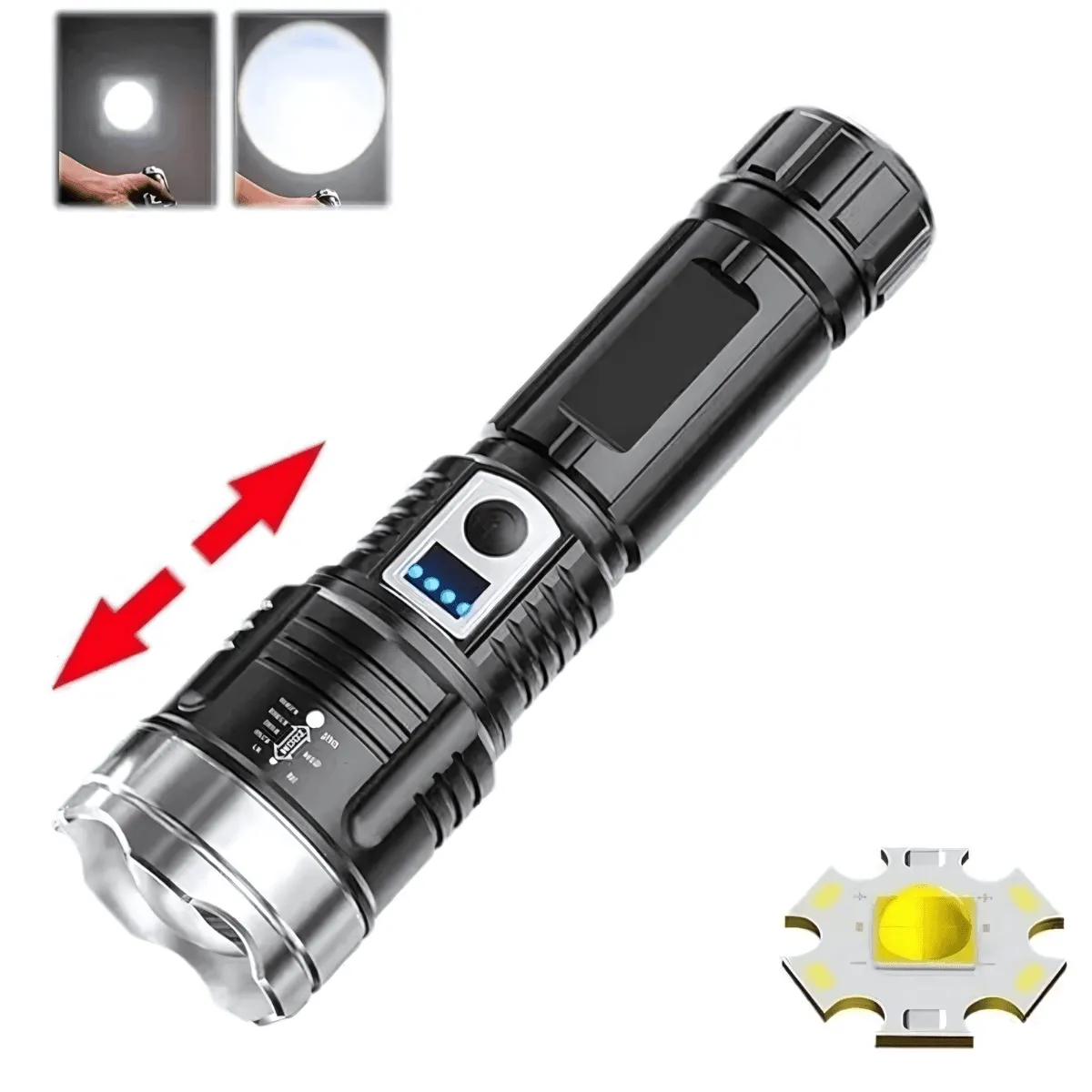 LED Flashlight, 1,640ft Range, USB Rechargeable, Waterproof, Adjustable Focus, Durable Design, Perfect for Adventures