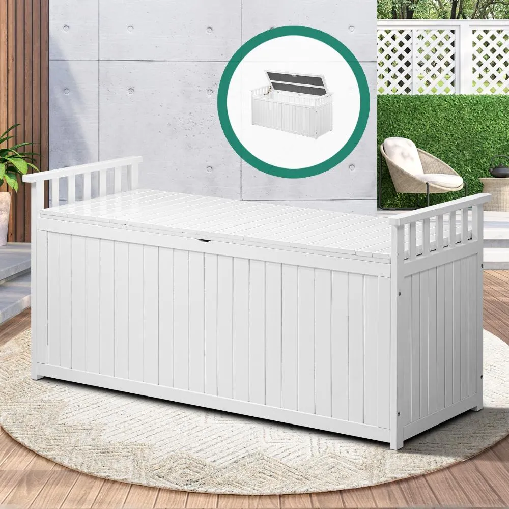 Livsip Outdoor Storage Box Garden Bench Wooden 500L White