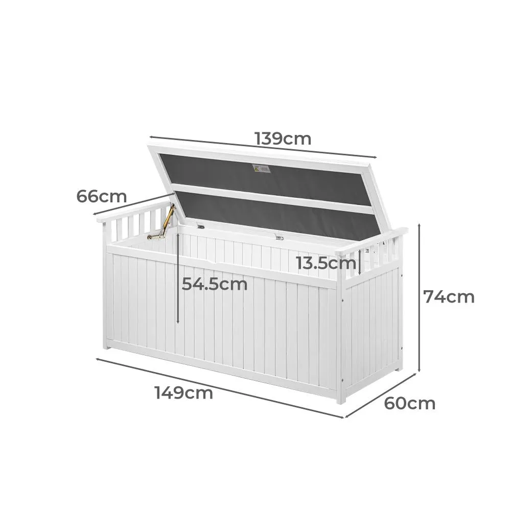 Livsip Outdoor Storage Box Garden Bench Wooden 500L White