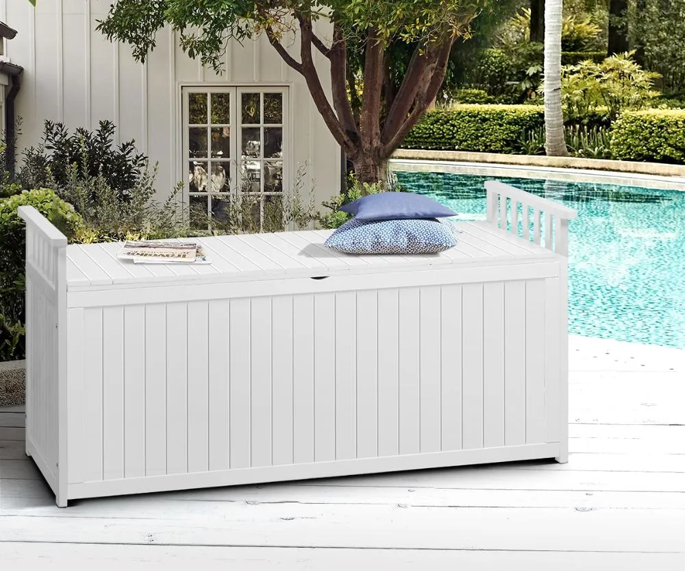 Livsip Outdoor Storage Box Garden Bench Wooden 500L White