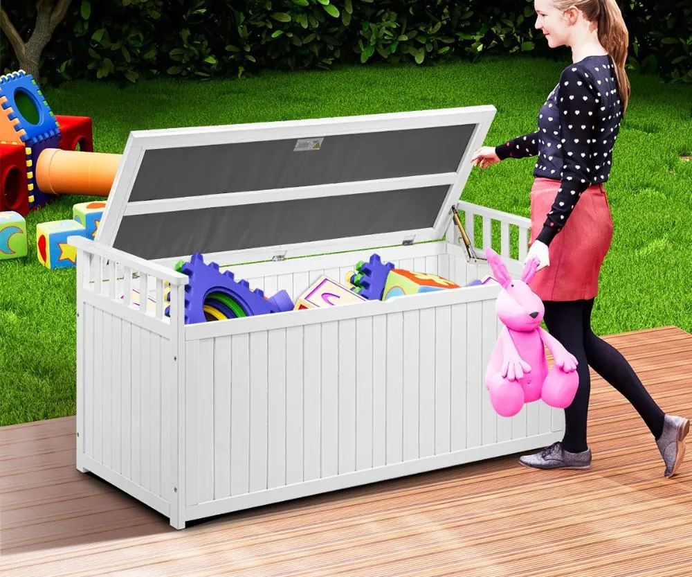 Livsip Outdoor Storage Box Garden Bench Wooden 500L White