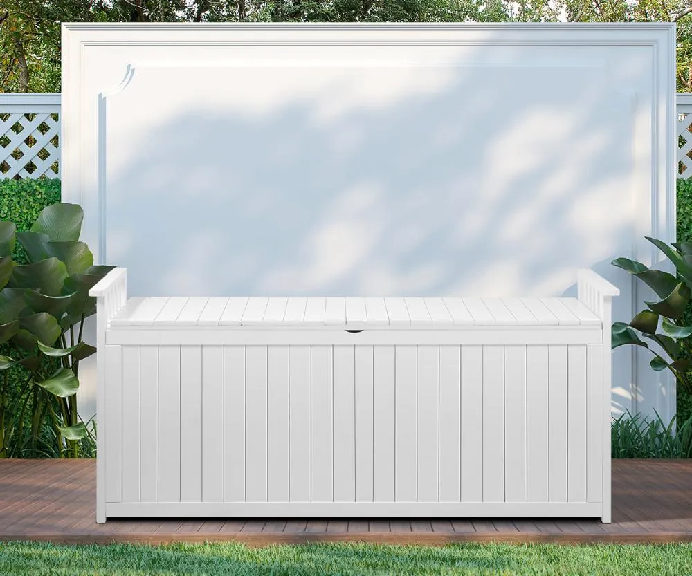 Livsip Outdoor Storage Box Garden Bench Wooden 500L White