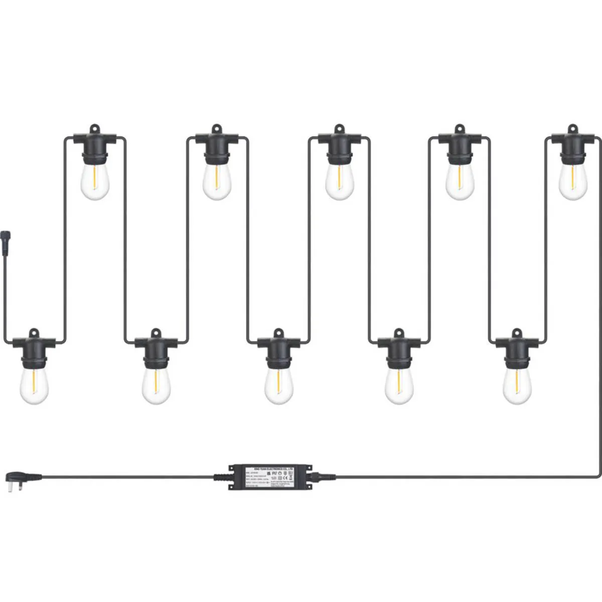 Luceco Festoon String Lights LED 10 Lamp Warm White Black Outdoor Weatherproof