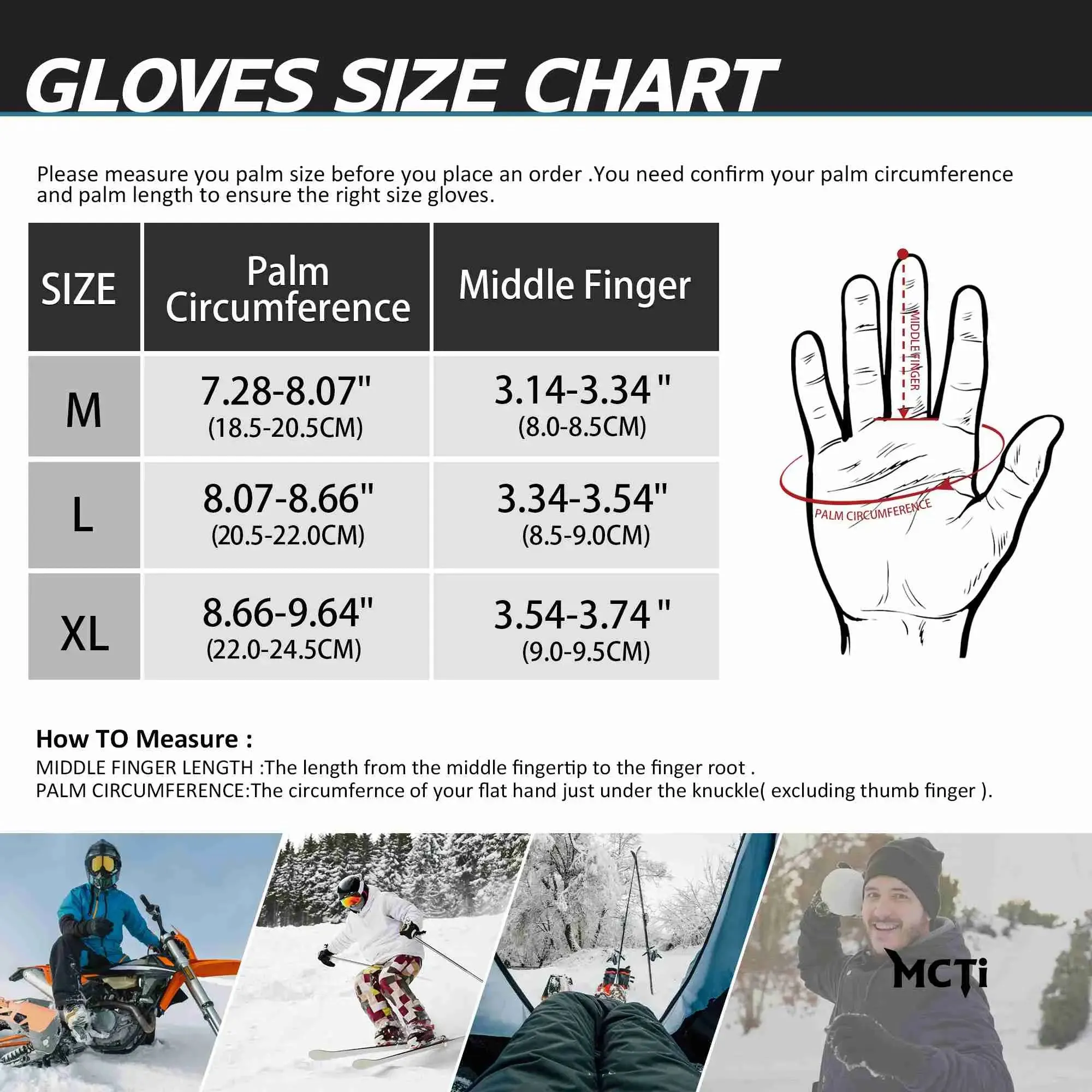 MCTi Men's Pro Goatskin Leather Ski Gloves