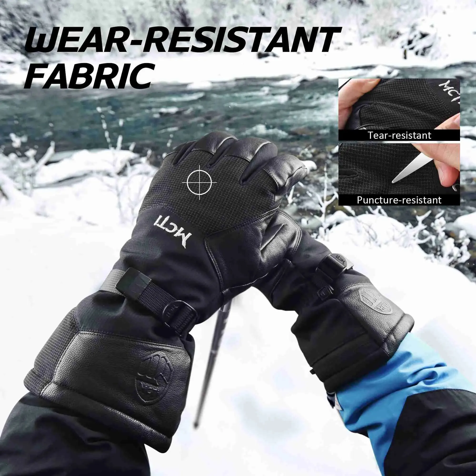 MCTi Men's Pro Goatskin Leather Ski Gloves