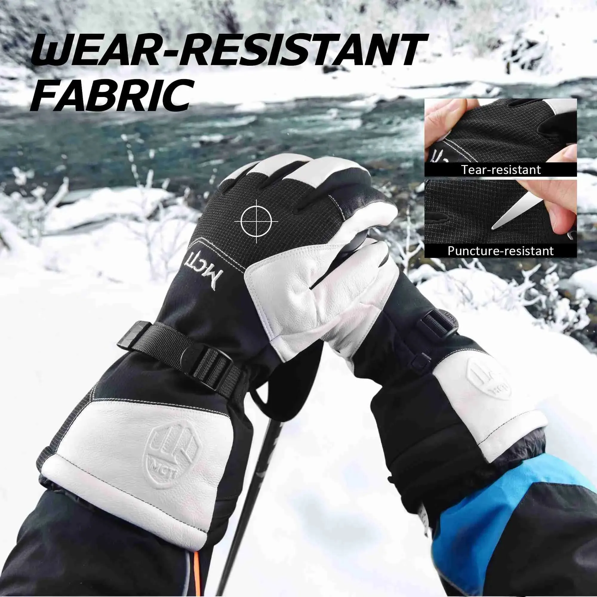MCTi Men's Pro Goatskin Leather Ski Gloves