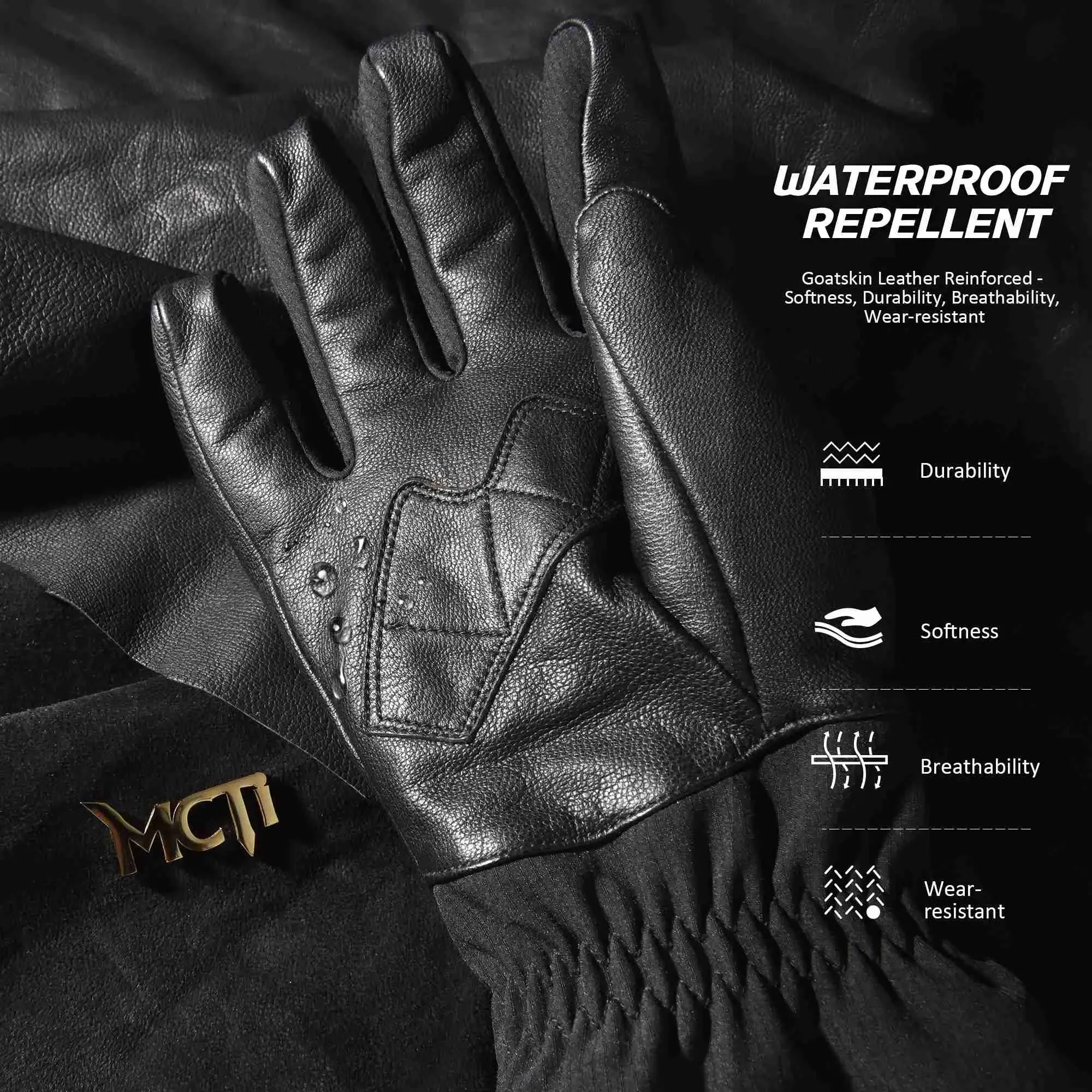 MCTi Men's Pro Goatskin Leather Ski Gloves