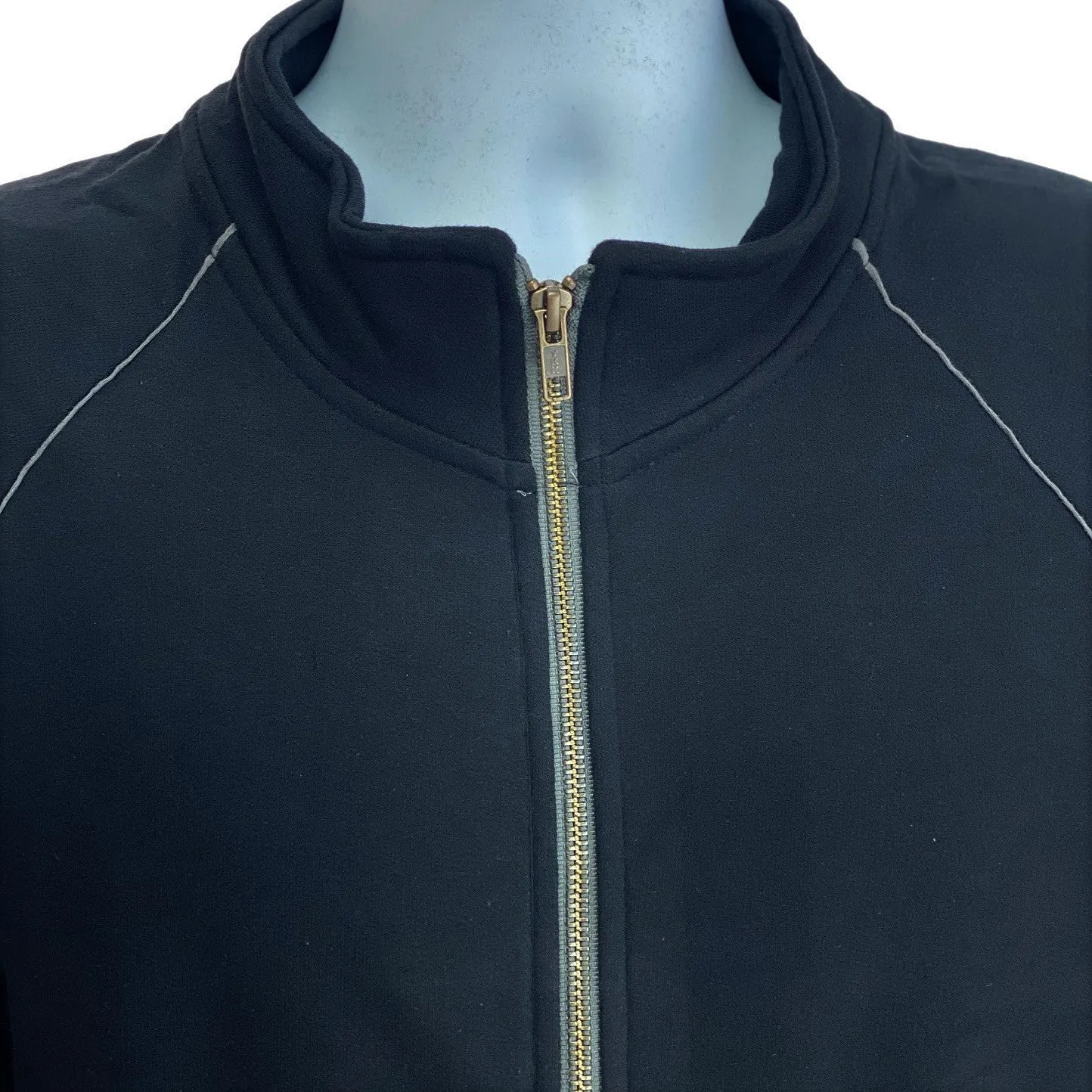 Men's Cadet Collar Full Zip Sweatshirt Jacket by GILDAN Platinum Black Large