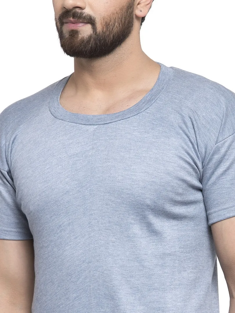 MEN'S HALF SLEEVES SOLID ROUND NECK THERMAL TOP