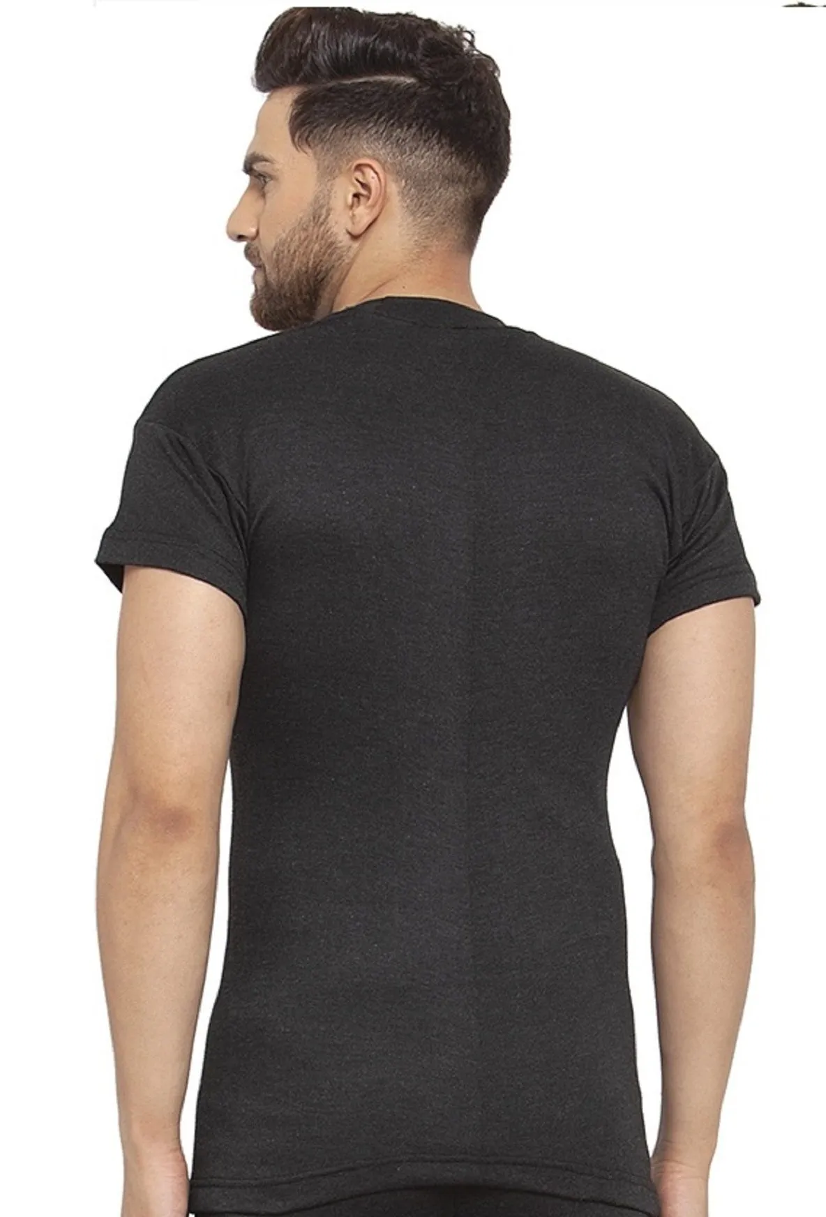 MEN'S HALF SLEEVES SOLID ROUND NECK THERMAL TOP