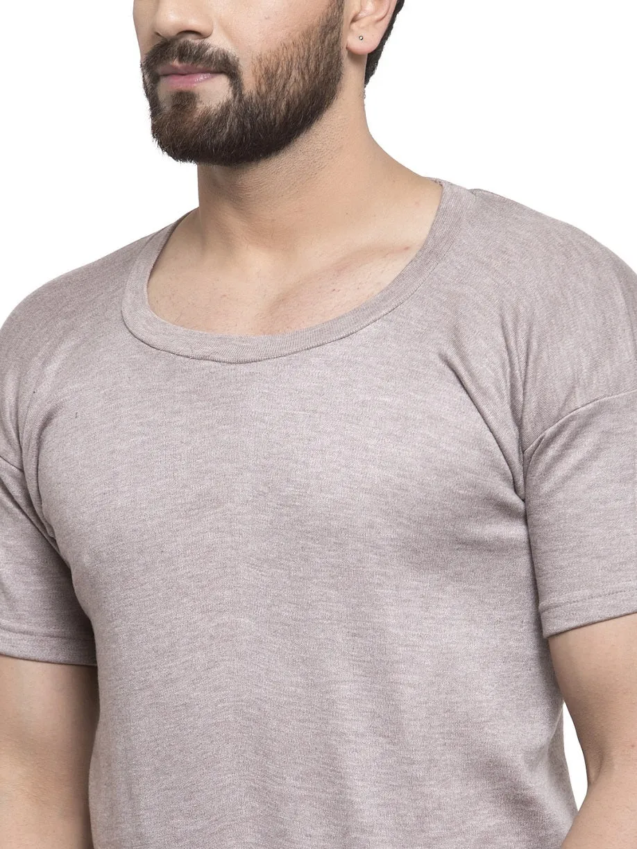 MEN'S HALF SLEEVES SOLID ROUND NECK THERMAL TOP