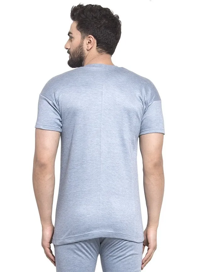 MEN'S HALF SLEEVES SOLID ROUND NECK THERMAL TOP