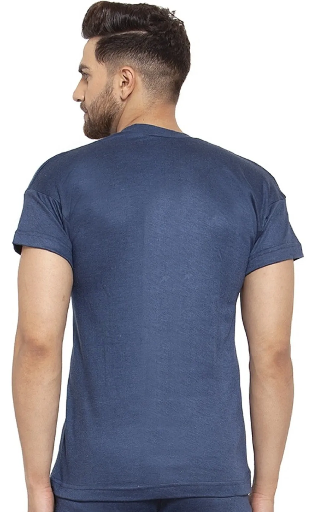 MEN'S HALF SLEEVES SOLID ROUND NECK THERMAL TOP