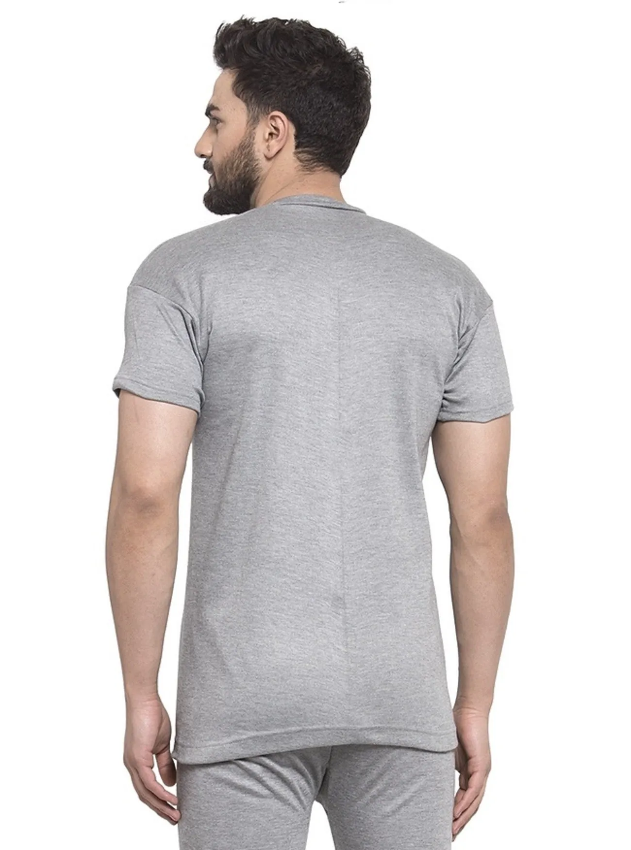 MEN'S HALF SLEEVES SOLID ROUND NECK THERMAL TOP