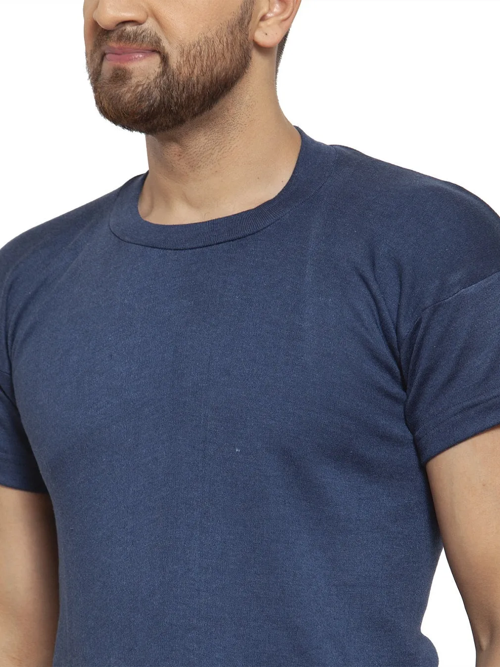 MEN'S HALF SLEEVES SOLID ROUND NECK THERMAL TOP