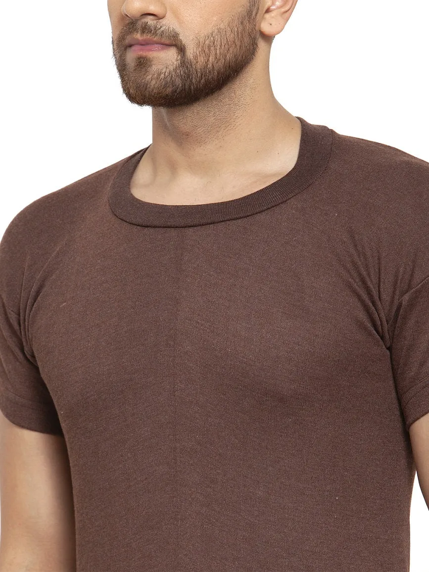 MEN'S HALF SLEEVES SOLID ROUND NECK THERMAL TOP
