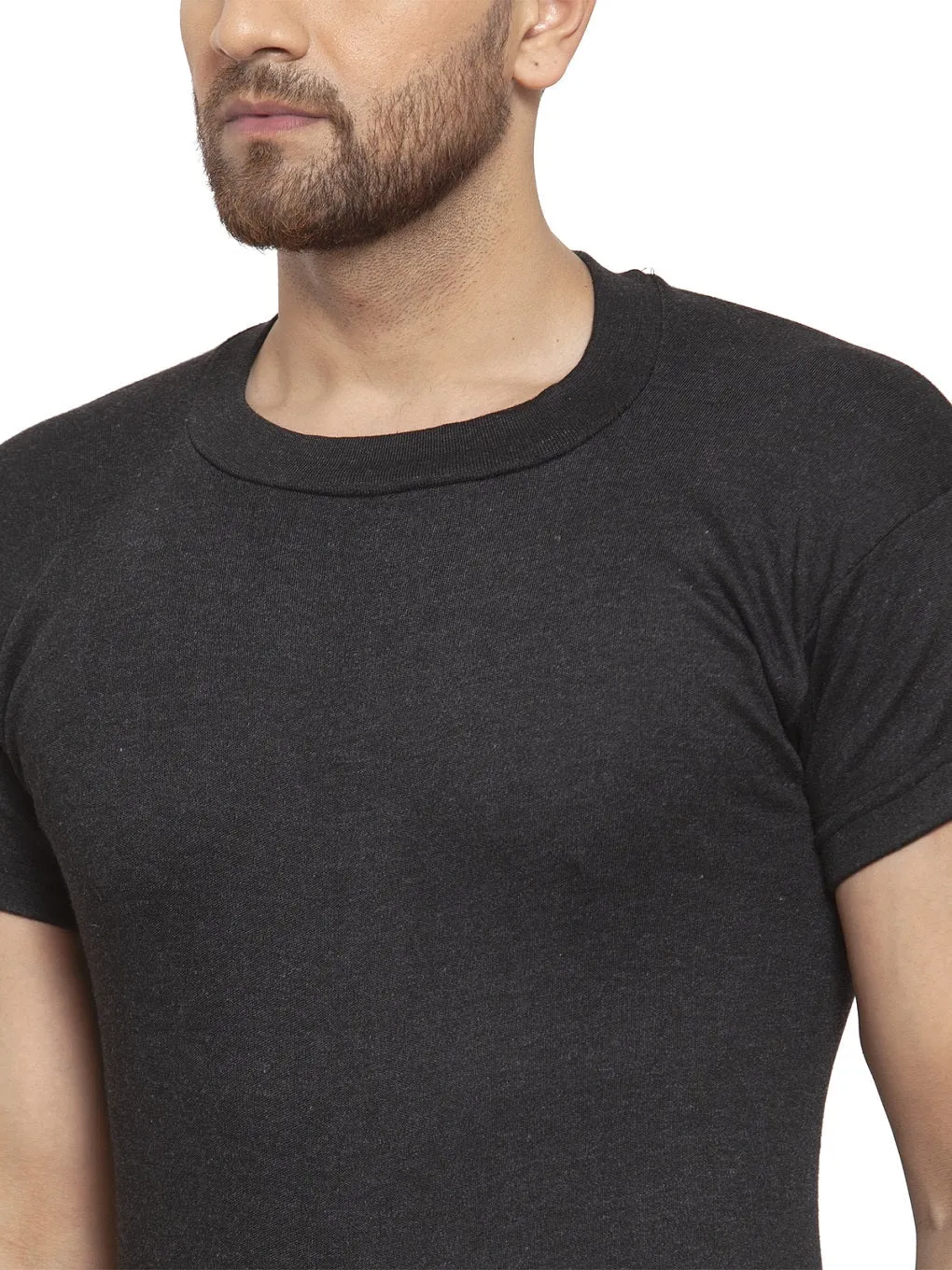 MEN'S HALF SLEEVES SOLID ROUND NECK THERMAL TOP