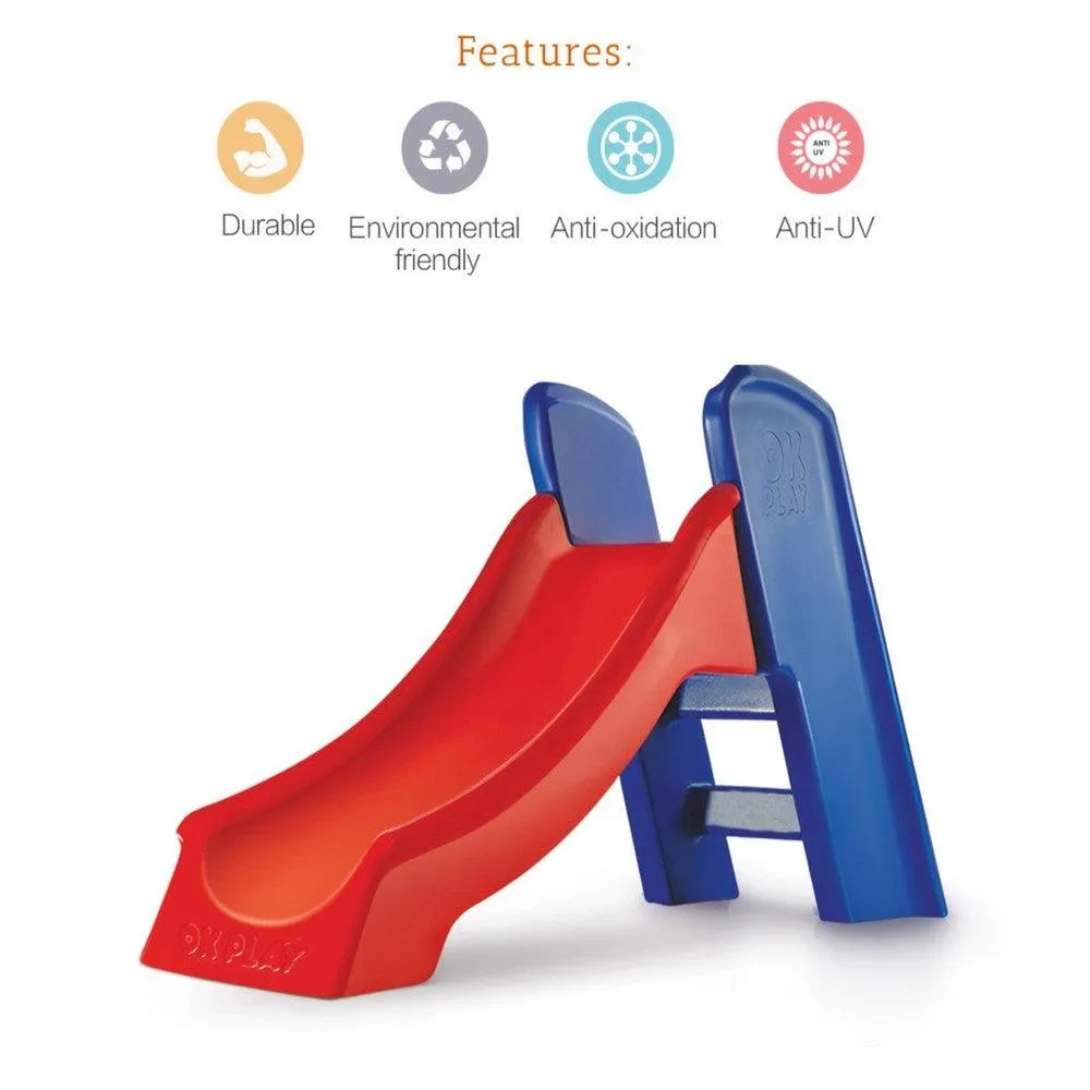 Ok Play Slide & Ladder, Garden and School Toy for Kids, Red & Blue, Ages 1 to 2 years