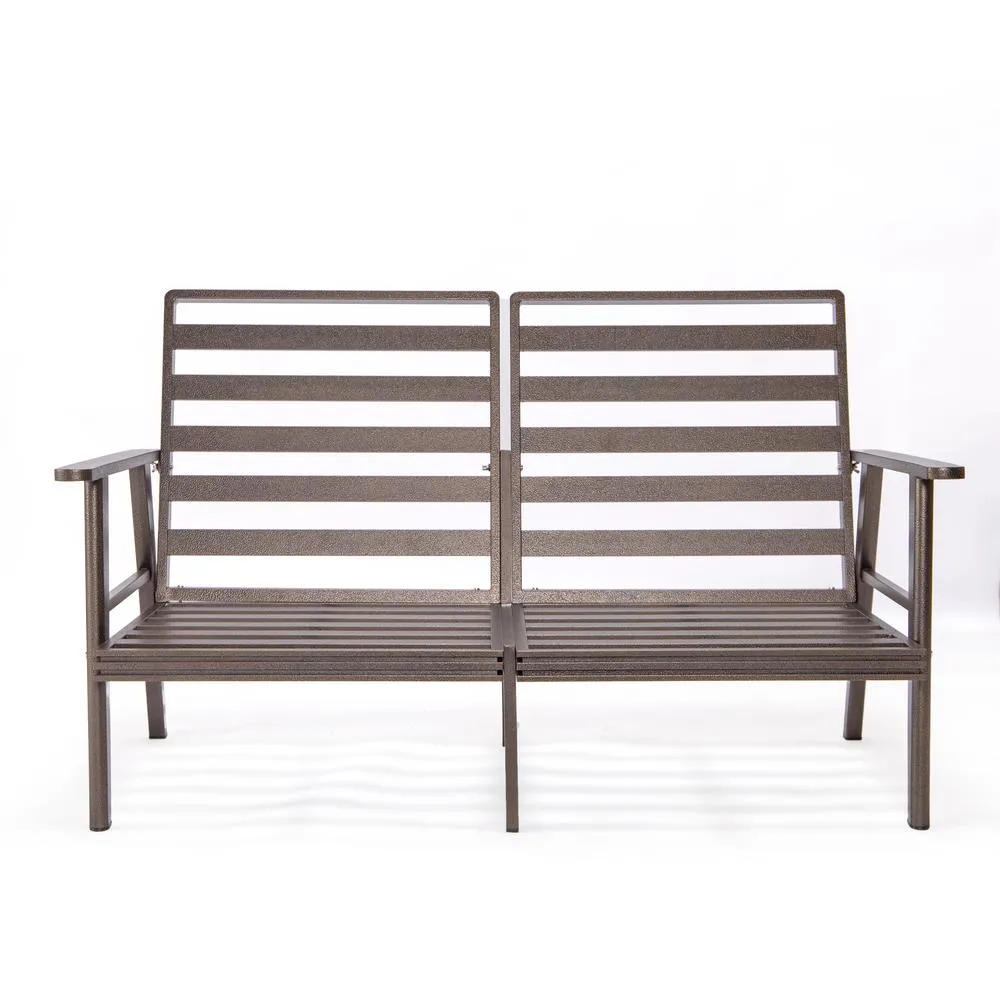Outdoor Patio Loveseat with Brown Aluminum Frame