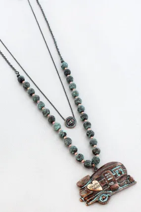 PATINA 2 TONE HAPPY CAMPER NECKLACE
