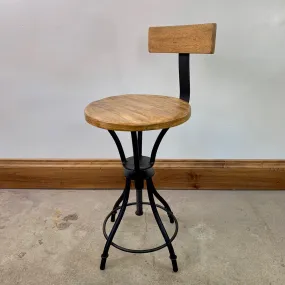 Pedestal Swivel Chair, Stool, Iron, Wood