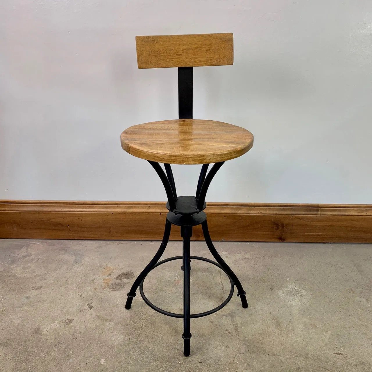 Pedestal Swivel Chair, Stool, Iron, Wood