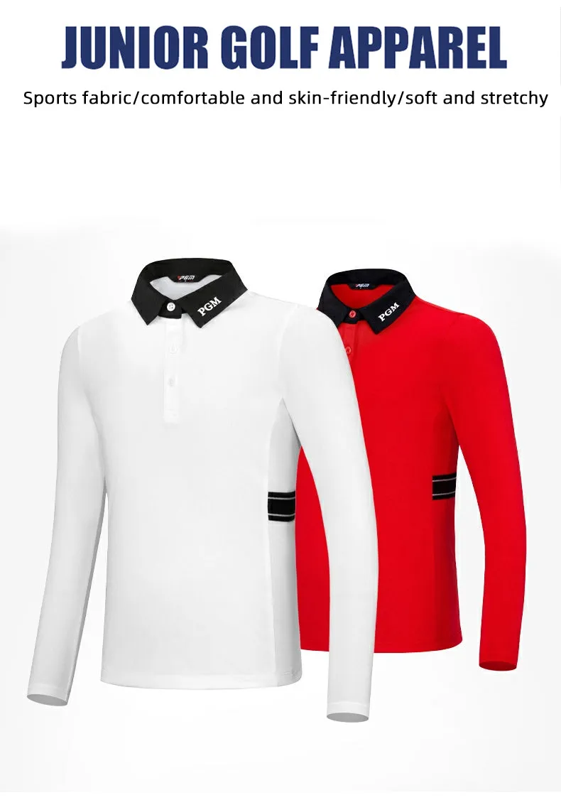 PGM YF549 girls golf polo shirts high quality polyester spandex kids golf polo