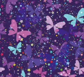 PURPLE BUTTERFLIES SOFT SHELL PER METRE SALE
