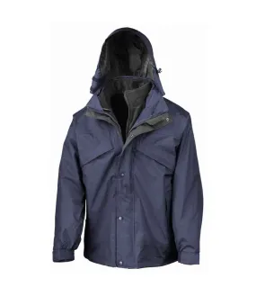 Result 3-in-1 Waterproof Zip and Clip Fleece Lined Jacket | Navy/Black