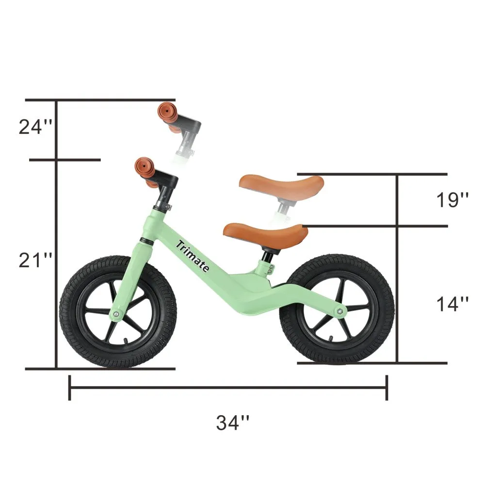 Trimate Toddler Balance Bike, Green - No Pedal Sport Bike for 3-5 Year Old