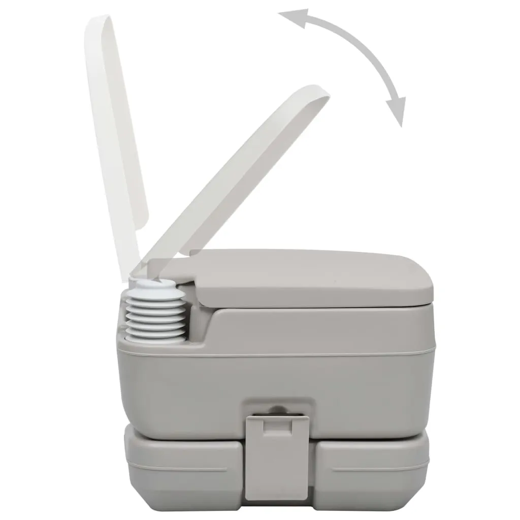 vidaXL Portable Camping Toilet Gray 2.6 2.6 gal