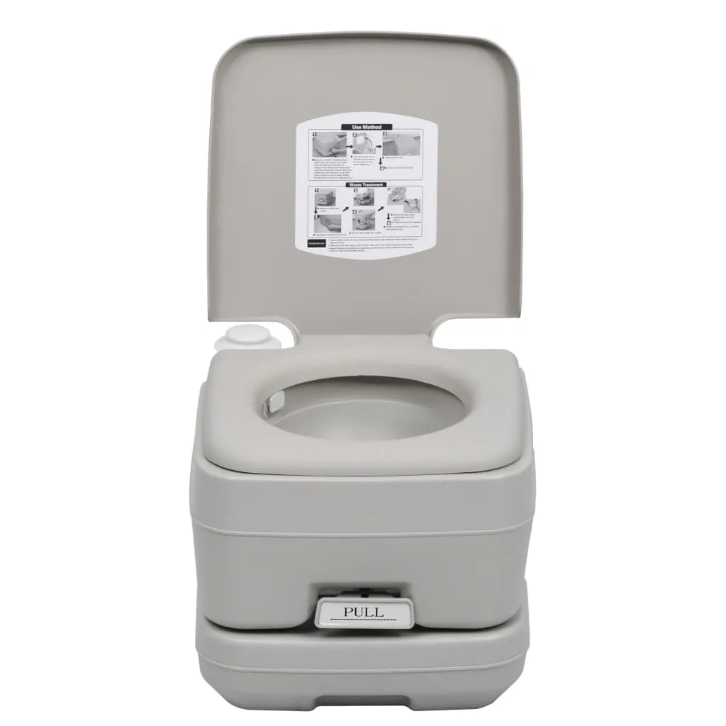 vidaXL Portable Camping Toilet Gray 2.6 2.6 gal