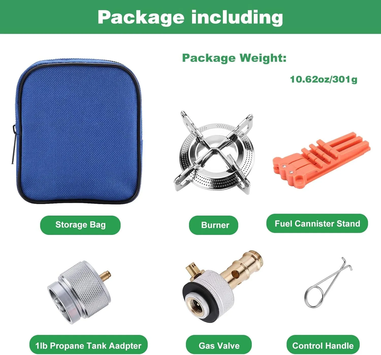 WADEO Portable Camping Stove Burner, Backpacking Stove with 1LB Propane Tank Adapter, Fuel Can Canister Stand and Carry Case, Portable Collapsible Propane Camping Burner for Outdoor Cooking