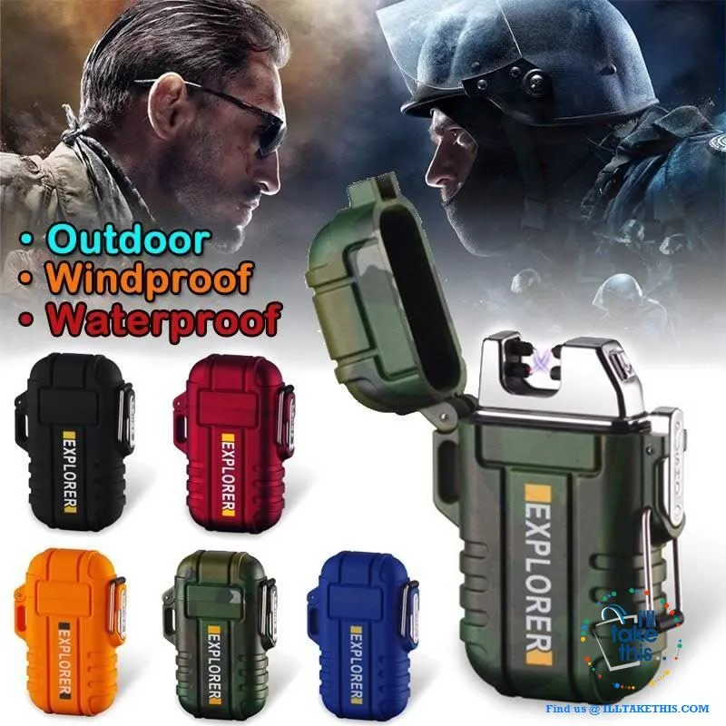 Waterproof USB Rechargeable Electronic Lighter with  Dual Arc ignition, ideal Fire Starter