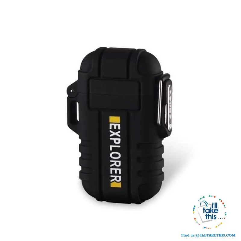 Waterproof USB Rechargeable Electronic Lighter with  Dual Arc ignition, ideal Fire Starter