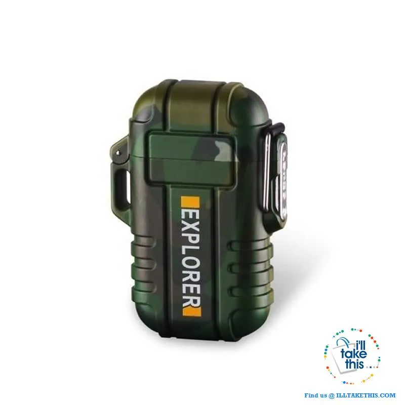 Waterproof USB Rechargeable Electronic Lighter with  Dual Arc ignition, ideal Fire Starter