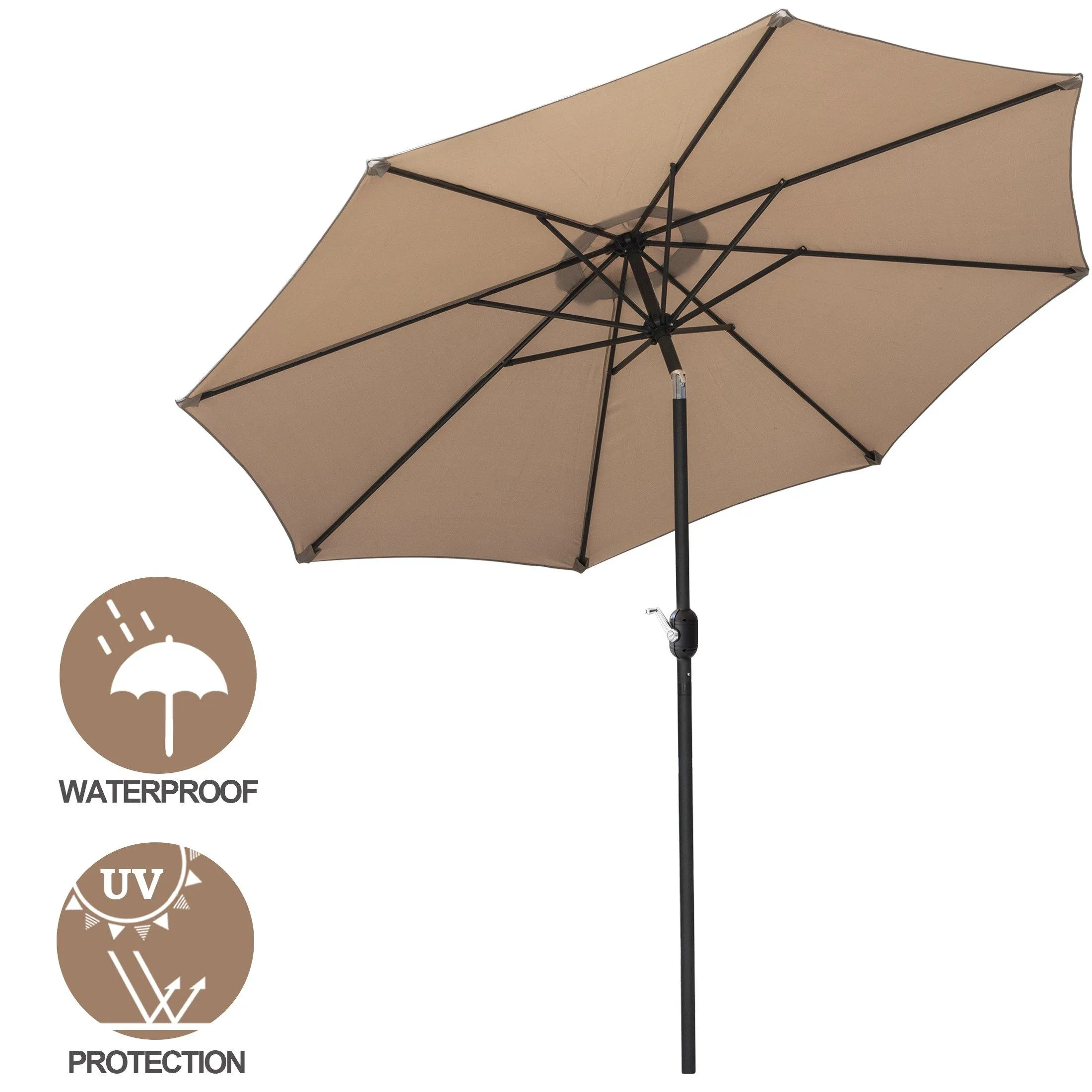 ZENY™ Patio Umbrella 9ft Outdoor Table Market Umbrella Sunshade with Push Button Tilt/Crank,8 Ribs